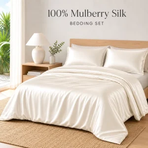 Luxurious 22mm 6A Grade Comforter Baby 100% Mulberry Raw Silk Seamless Jacquard Bedsheet Bedding Sets
