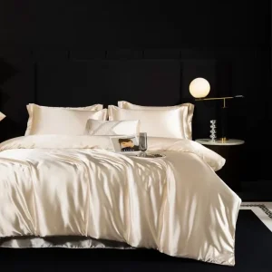Luxurious Bedding Set Silk Fabric Solid Color Design