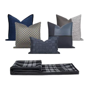 Luxurious Black White Woven Stitching Lumbar Pillow Geometric Character Cooling Heated Memory Sofa Living Room Home