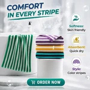 Luxurious Cotton Bath Towels Extra-large and Thick Pure Cotton Colorful Stripes Popular Bath Towels for Adults Household Use
