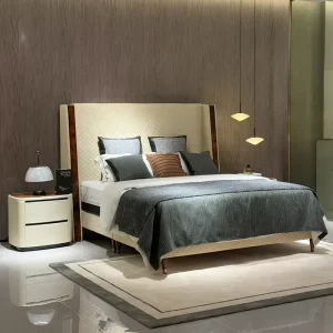 Luxurious Hotel and Villa Bedroom Furniture Modern Designs Soft Be Set Diamond quilted Pattern Double Bed king Size