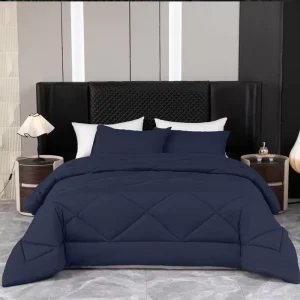 Luxurious Modern Household Polyester 3-Piece All-Season Comforter Set Solid Color Anti-Dust Mite Breathable