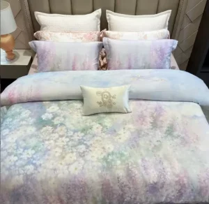 Luxurious Modern Jacquard Antibacteria Soft Breathable Eco Friendly All Season Four piece Comforter Set Scenic Purple Print