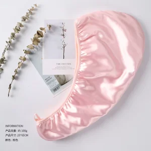 Luxurious Satin and Coral Fleece Hair Drying Towels Quick Dry Artificial Silk Hair Turban Hair Towel Wraps for Women