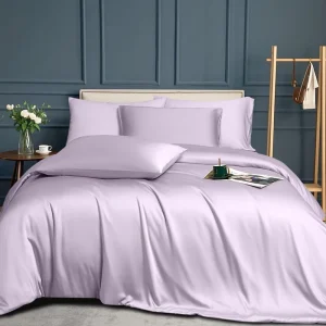 Luxury 100% Bamboo Fabric Duvet Cover Set Purple Comforter Bedding for Home Use