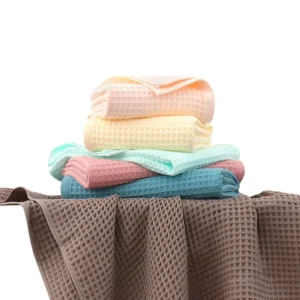 Luxury 100% Cotton Bath Towel Set for Adults 5 Star Hotel Inspired Waffle Design Tub Mats