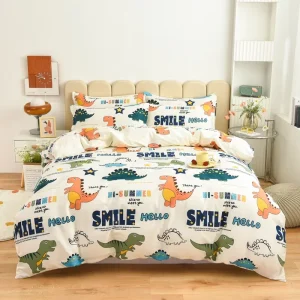 Luxury 100% Cotton Bed Sheet Duvet Cover Set Queen Size Cute Cartoon Floral Patterns Soft Breathable Home Linens
