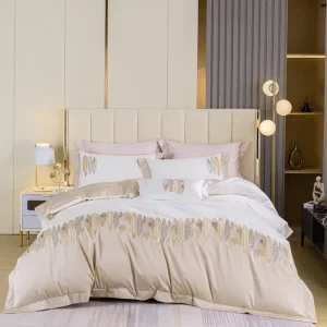 Luxury 100% Cotton Bedding Set Customized Size Queen Plain Bedsheet Set Bed Sheet Comforter Bedding Set