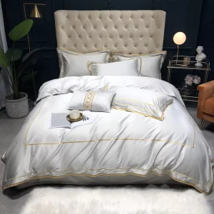 Luxury 100% Cotton Bedding Sets Embroidery Designs Bed Sheet Set Comforter Set Hotel Use Solid Colors Egyptian Cotton Plain Dyed