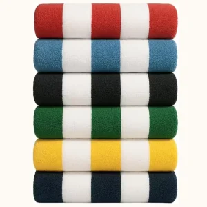 Luxury 100% Cotton Cabana Stripe Beach Towel Oversized Super Absorbent Soft Terry for Pool Swim Travel Adults Custom