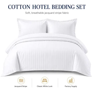 Luxury 100% Cotton Egyptian Cotton Hotel Sheet Set Custom Logo White 4 Piece Bedding 300 Thread Count