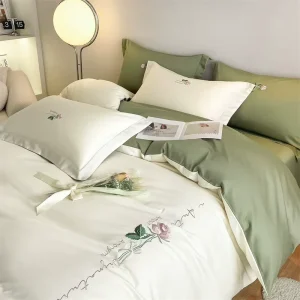 Luxury 100% Cotton Embroidered Comforter Set with Long-Staple Cotton and 180 Thread Count