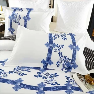Luxury 100% Cotton Pillowcase Comforter Set 300TC White Sheets Simple Hotel for Home Use Plain Woven