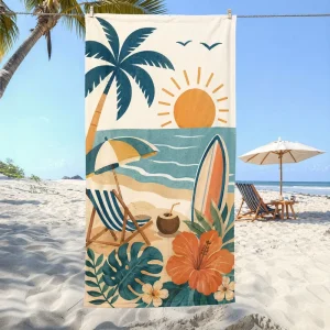 Luxury 100% Cotton Terry Eco Friendly Beach Towel Custom Reactive Print Logo Large Oversized Absorbent Soft Resort