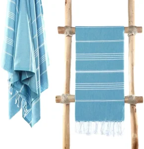 Luxury 100% Cotton Turkish Beach Towels Fast Drying Sand Free Custom Logo Antimicrobial Multipurpose Travel Fabric