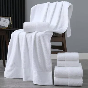 Luxury 100% Cotton White Bath Towels Set Quick Drying Towels for Bathroom Gym Spa Hotel Use Bath Towels Tub Mats