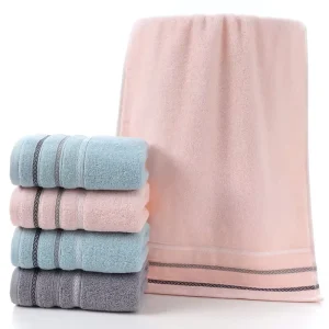 Luxury 100% Organic Cotton Bath Towel Set Soft Super Absorbent with Embroidery Solid Color for Home Use