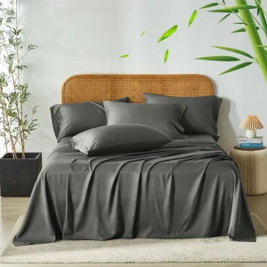 Luxury 100 Percent Bamboo Fiber Bedding Set Modern Solid Color Breathable Cool Summer