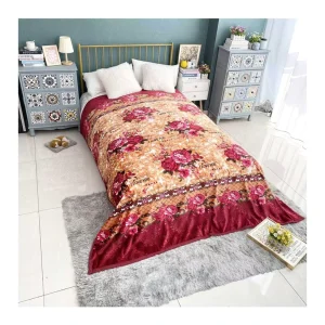 Luxury 100 Polyester 1ply Printed Mink Plush Soft Warm Flannel Blanket Throw Fabric for Winter