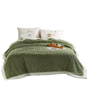Luxury 100% Polyester Sherpa Fleece Bed Blanket Soft Warm Throw for Twin Queen King Sizes Customizable Sizes Colors for