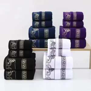 Luxury 100% Soft Cotton Bath Towels Bathroom Towel Sets Woven Techniques Including Tub Mats