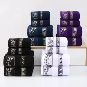 Luxury 100% Soft Cotton Bath Towels Bathroom Towel Sets Woven Techniques Including Tub Mats