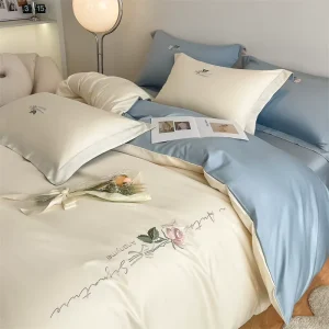 Luxury 180 Thread Count Long Staple Cotton Bedding Set Embroidered Pure Cotton for Ultimate Comfort and Softness