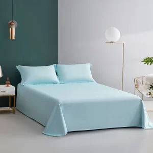 Luxury 200TC Natural Cooling Polyester Flat Sheets Bamboo Solid Color Textile Bed Four-piece Set