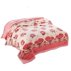 Luxury 2ply Raschel Mink Blanket Heavy Thick Soft Printed Embossed Korean Floral Pattern Wearable Blankets
