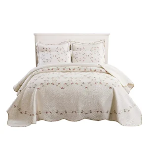 Luxury 3-Piece 100% Cotton Hotel Home Bedding Set Embroidered Design Customized Color & Size 300TC Thread Count All-Season Use