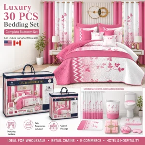 Luxury 30 Pieces Bedding Set With Curtains Complete Bedroom Comforter Set for Home Hotel