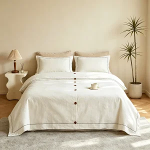 Luxury 300tc 100% Linen Woven Solid Pattern Soft Eco friendly King Size Duvet Cover Set Sheet Pillowcases All Season Home Use