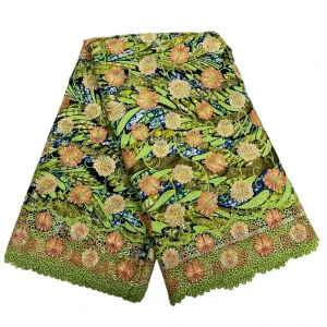 Luxury 3D Embroidery Applique Lace Holland Wax 3 Yards Match 100% Cotton Loincloth Pagnes Wax Prins Fabric African