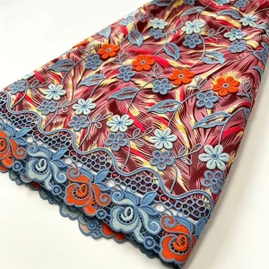 Luxury 3D Embroidery Applique Lace Holland Wax 3 Yards Match 100% Cotton Loincloth Pagnes Wax Prins Fabric African