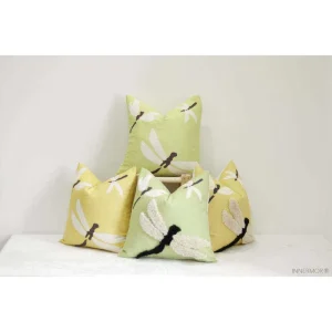 Luxury 3D Embroidery Geometric Dragonflies Knitted Customizable Cushion Cover Comfortable Cartoon Pillow Case Hotel