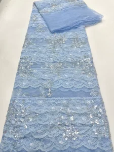 Luxury 3D Floral Applique Sequin Lace Fabric Exquisite Embroidery Mesh Tulle for Wedding Gowns Evening Dress and Modern Qipao