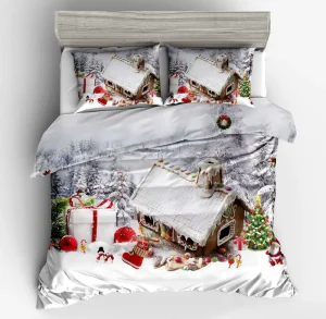Luxury 3pcs 100% Polyester Christmas Digital Print 3D Comforter Set Bedding Including Duvet Cover