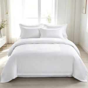 Luxury 4 Piece Woven Hotel Bedding Set 100% Egyptian Cotton 400TC King Size Fitted Sheet Pillowcase Duvet Cover All-Season