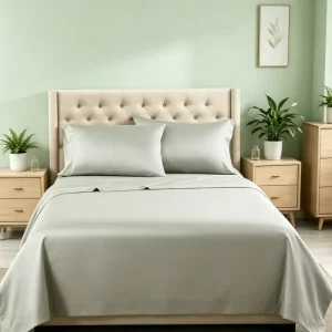 Luxury 400TC Bamboo Duvet Cover Set with Flat Sheet and Two Pillowcases Breathable Soft Bedding