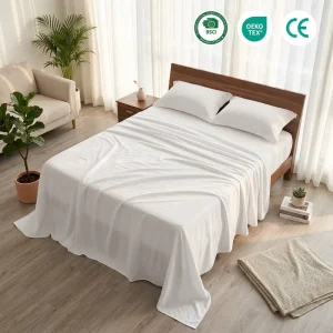 Luxury 400TC Lyocell Combed Cotton Blend Bed Sheet Set Silky Soft Cooling Bedding 4 Piece Set for Modern Home