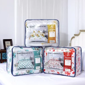 Luxury 4PCS Flower King Size Comforter Bedding Set Velvet Bed Comforter Set Bed Duvet Comforter