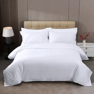 Luxury 4Pcs Cotton Duvet Cover Bedding Set Solid White Soft Hotel Bedding for Bulk Purchase