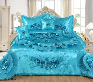 Luxury 5 Pieces Cotton Comforter Bedding Set with Lace Edge Wedding Birthday Gifts Bedding Set for King Bed