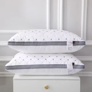 Luxury 5 Star 48*74cm Bed Pillow with 200TC Polyester Cotton Cover Anti static for Neck Support in Modern Luxury Hotels