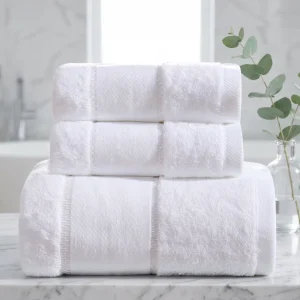 Luxury 5 Star Hospitality Towels Plain White 500gsm 600gsm 100% Cotton Custom Embroidery Logo Face Hand Bath Towels