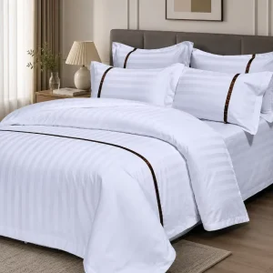 Luxury 5 Star Hotel 100% Egyptian Cotton 300 Thread Count King Bed Sheets Set With Ribbon Border Bedding Set Bed Linen Set