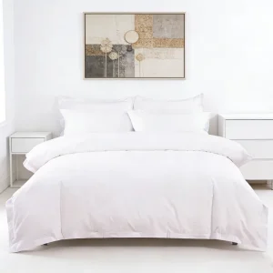 Luxury 5-Star Hotel Bedding Set 100% Cotton T250 White Flat Bed Sheets Pillowcase Duvet Cover 4pcs Solid