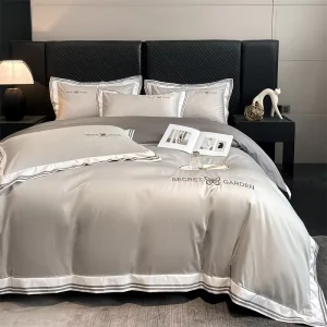 Luxury 5-Star Hotel Embroidered 100% Cotton Bed Linen Set Includes Nondisposable Fitted and Flat Bed Sheets
