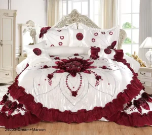 Luxury 6 Pieces Cotton Wedding Comforter Set for King Bed