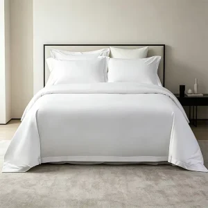 Luxury 60 Yarn Count Cotton Sateen King Duvet Cover Set Silky Feel Plain White Hotel Bedding